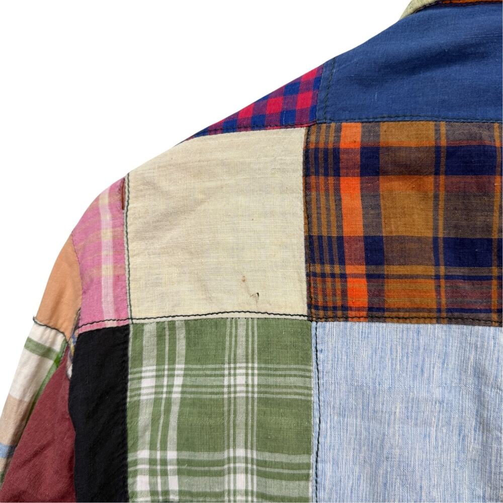 Hand Woven India Patchwork Button Down Shirt Coll… - image 8